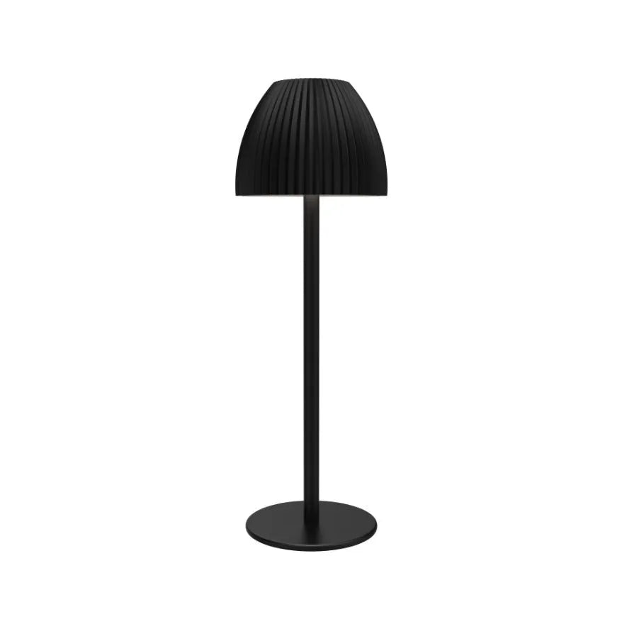 USB rechargeable night lamp with dimming pattern display in black thin round base design