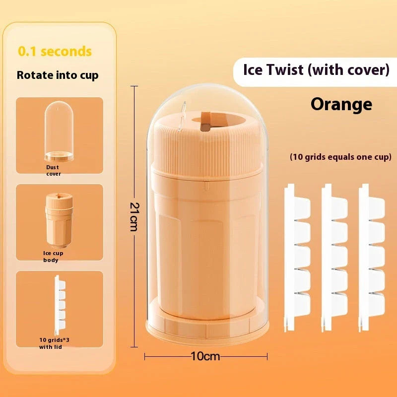 Ice tray with twist-release mechanism for easy ice cube removal, made of high-quality materials and available in various colors