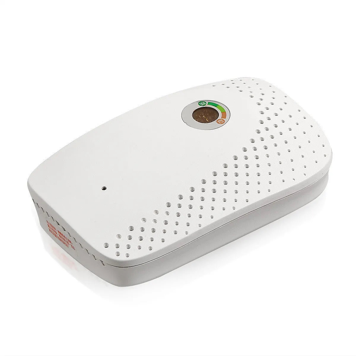 White mini rechargeable dehumidifier for small rooms under 10 square metres, wireless, with indicator light
