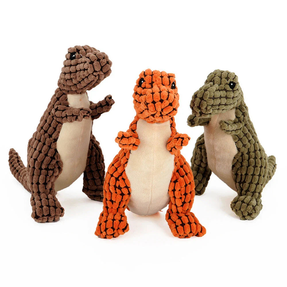 Durable dinosaur-shaped chew toys made of soft, high-quality materials for large dogs to play with and chew on