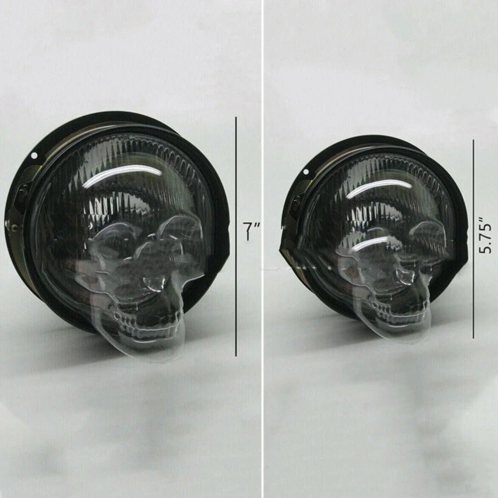 Skull-themed headlight covers made of durable polycarbonate plastic for cars, trucks, and motorcycles