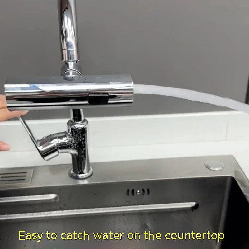 Versatile kitchen faucet with adjustable water flow modes, high-arc design, and pull-down sprayer for efficient cleaning and rinsing
