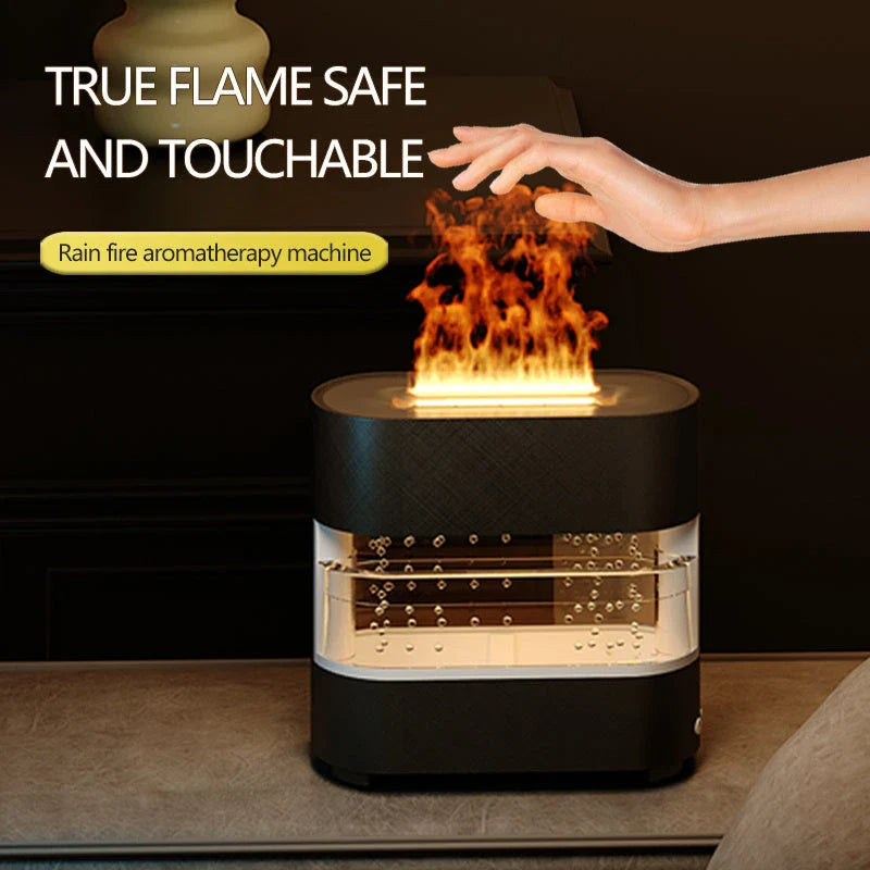 Relaxing Rain Cloud Humidifier with Flame Effect and Aromatherapy Diffuser