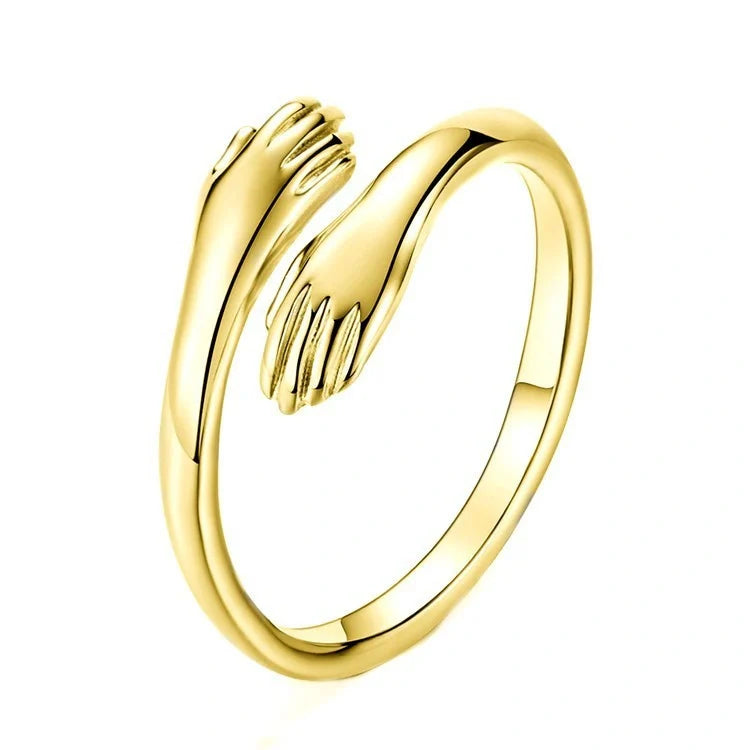 Sleek adjustable couple's ring made of premium brass and stainless steel, symbolizing the eternal embrace of love