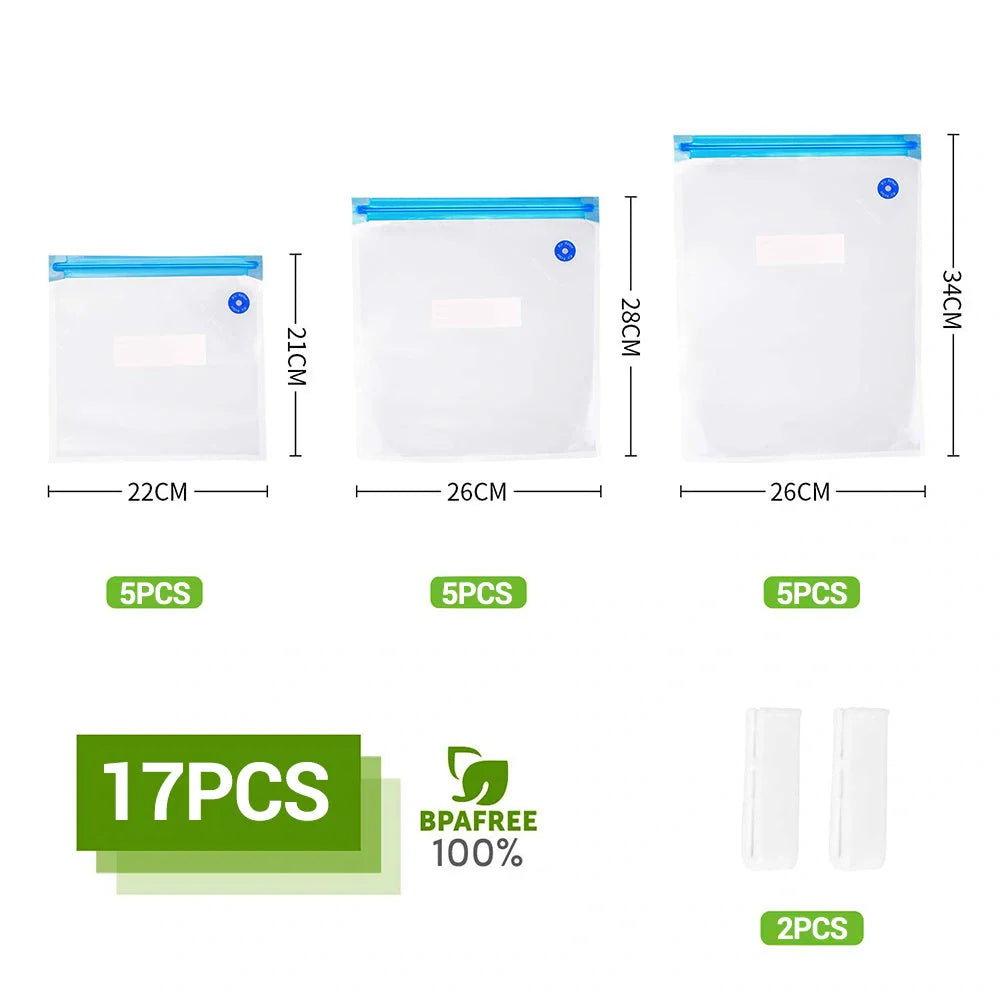 Premium vacuum seal food storage bags with hand pump for keeping food fresh longer