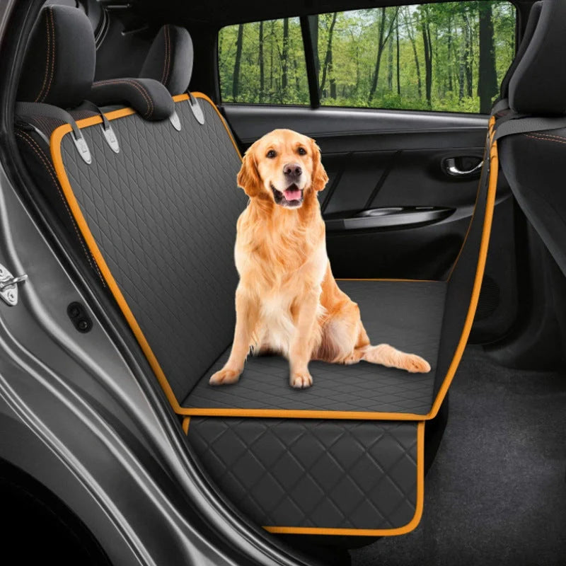 Dog car seat cover with view mesh and zipper for travel safety