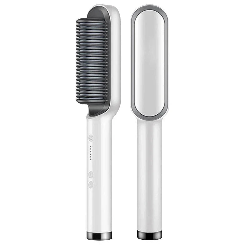 Hair Straightener Brush with Ionic Hot Comb and Ceramic Heating Technology
