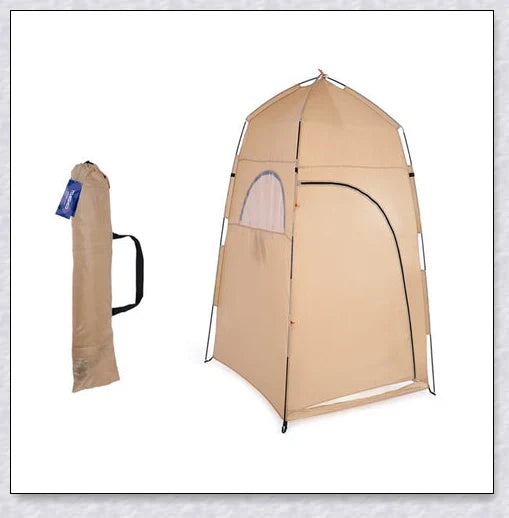 Portable Camping Shower Tent with polyester fabric and steel frame, providing private space for outdoor activities