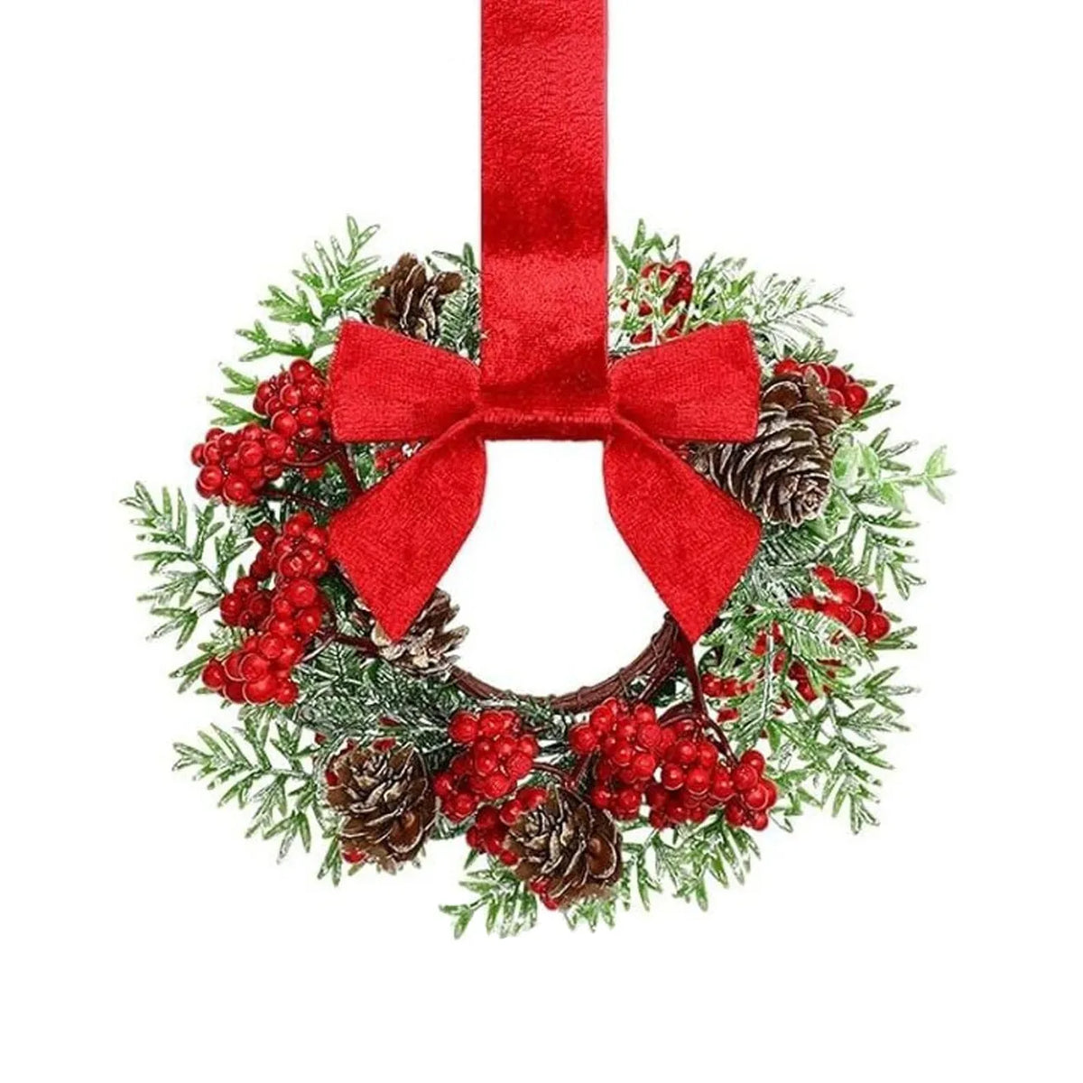 Handmade plastic Christmas garland with bowknot ribbon design, available in seven colour and motif options