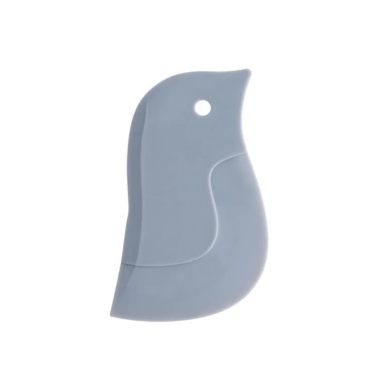 Penguin-shaped silicone kitchen scraper with soft blade for cleaning plates and pots