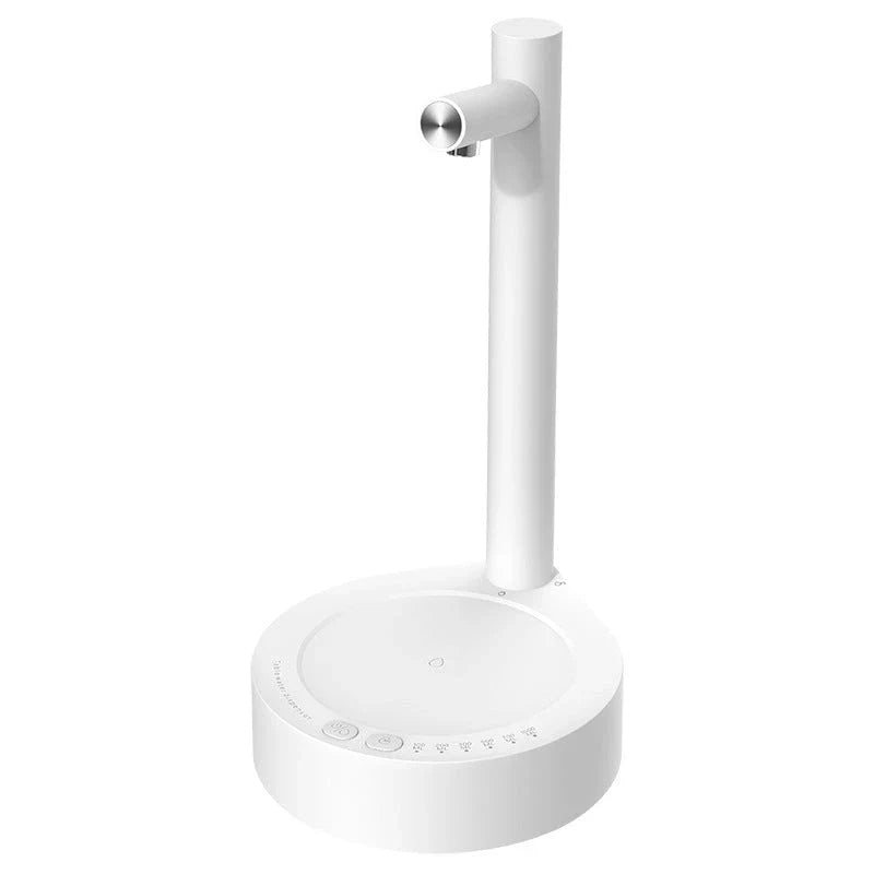 Rechargeable electric water dispenser with sleek white or blue design, perfect for any room or office setting