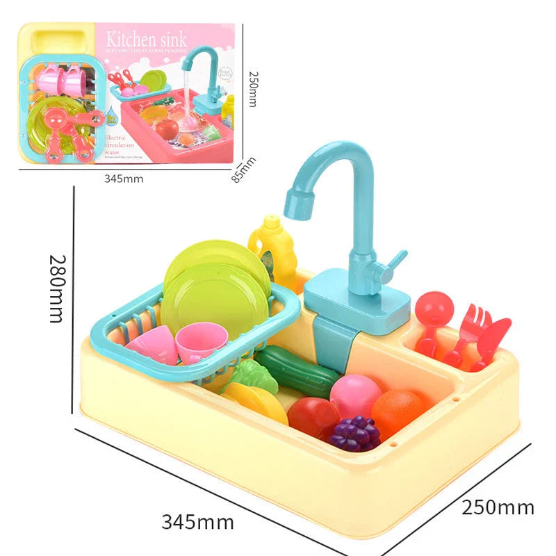 Delightful children's kitchen playset with realistic dishwashing features, including a sink, water pump, and various play accessories.
