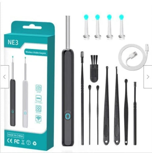 Wireless otoscope with 360-degree HD camera and LED light for safe and effective earwax removal
