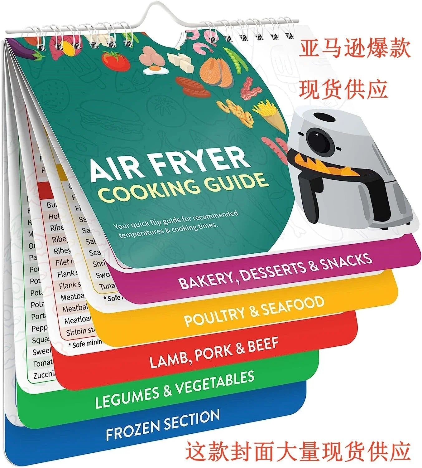 Magnetic cooking time guide with cheat sheet for various foods and cooking methods