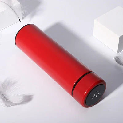 Sleek stainless steel vacuum flask with LED temperature display, available in various stylish colors and capacities to suit active lifestyles.