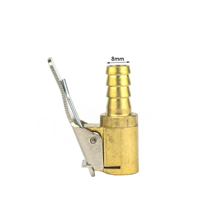 Copper tyre inflation clamp with bulging mouth for 8V1 sedan valve connections
