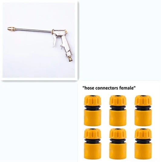 Heavy-duty power washer spray nozzle with adjustable water flow and comfortable grip for cleaning cars, patios, and more