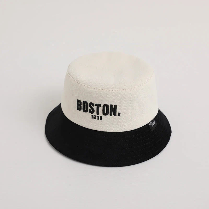 Adjustable Kids Wide Brim Bucket Hat with Trendy Korean Embroidery Design for Sun Protection