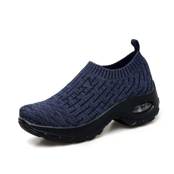 Air cushioned comfortable shoes with mesh fabric upper and PU outsole, providing softness, support, and traction
