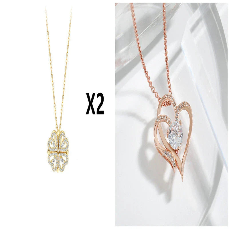 Elegant four-leaf clover necklace with magnetic and detachable design for versatile styling
