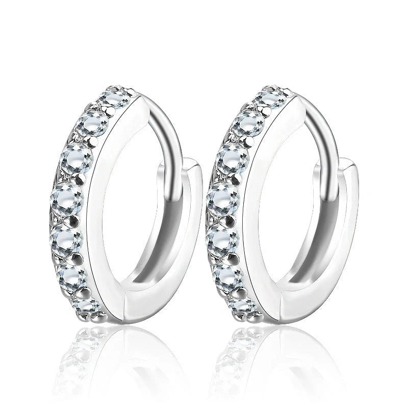 Elegant S925 Sterling Silver Single Row Diamond Earrings for Women