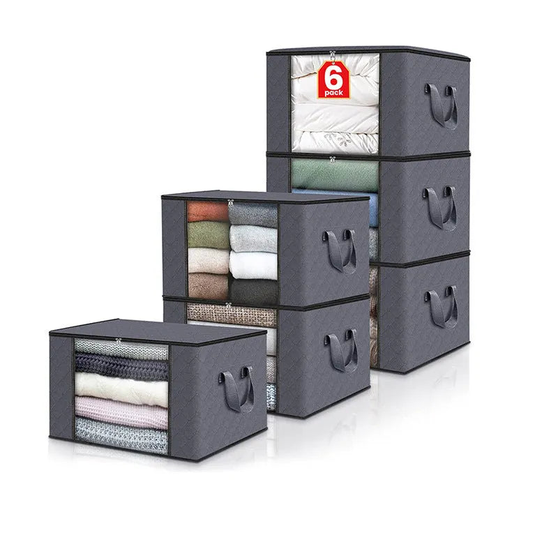 Non-woven storage bag in beige colour with handbag shape for organising quilts and clothes