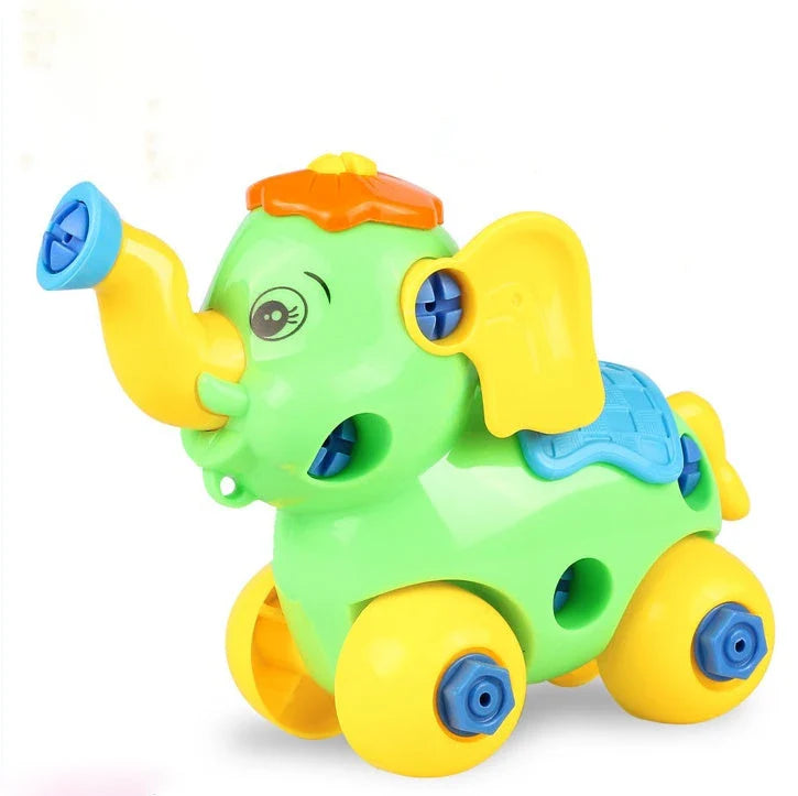 Hands-on STEM toy with various vehicle model components that can be disassembled and reassembled