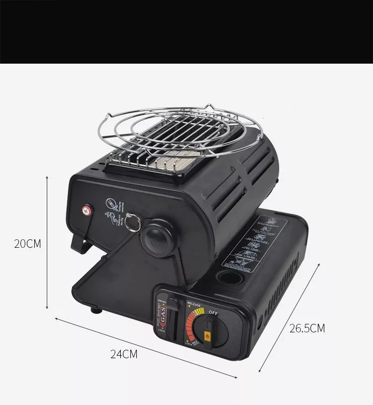 Multifunctional tent heater and roasting stove with dual gas capability for outdoor adventures