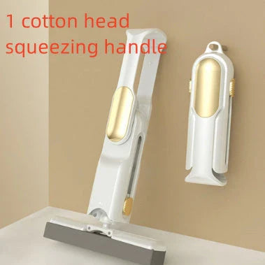 Innovative mop and sponge set with single-handed grip, easy dehydration, and compact storage design for efficient floor cleaning