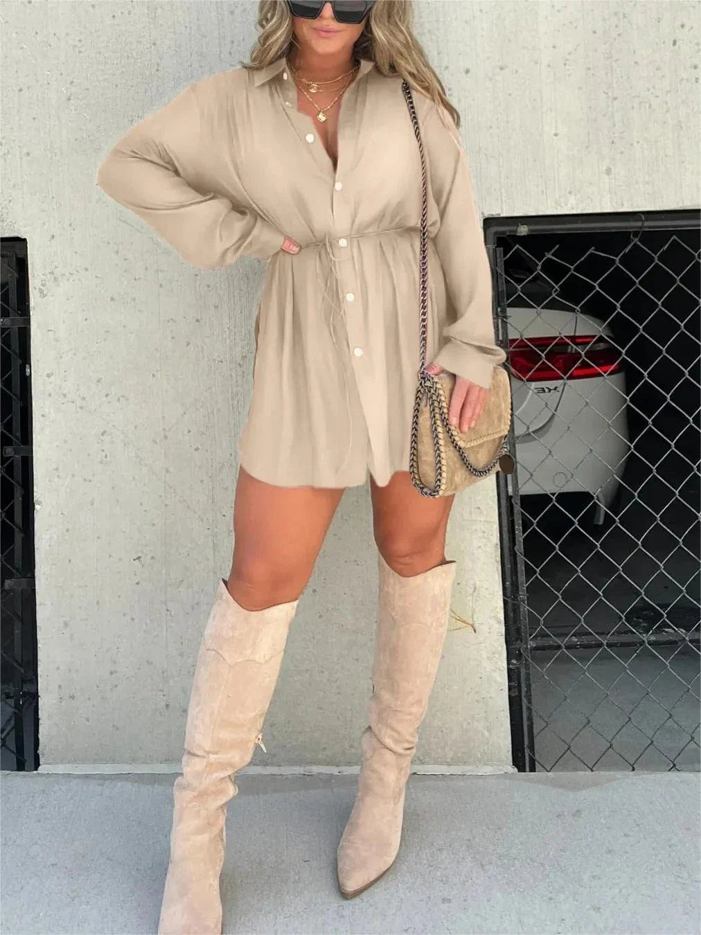 Stylish and comfortable long sleeve jumpsuit dress for women in a variety of vibrant colors