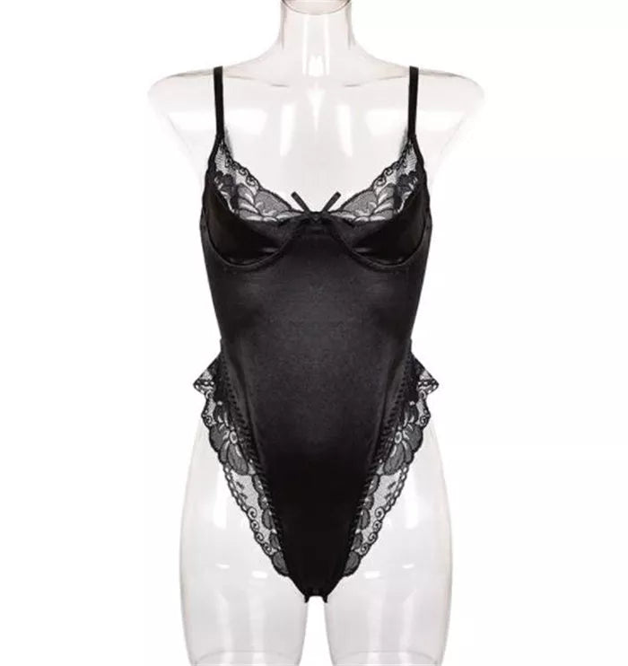 Elegant lace bodysuit with adjustable fit in various colors