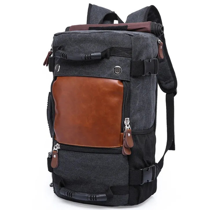 KAKA canvas travel backpack in army green with 36-55L capacity, 14 inch laptop compartment and zip closure