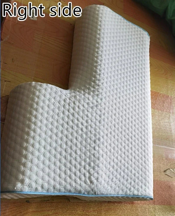 Cozy couple's memory foam pillow with pressure relief groove and cervical support