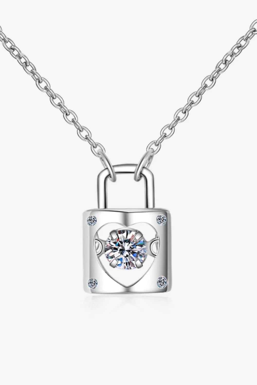 Moissanite Lock Pendant Necklace with a sleek, modern design and a sparkling moissanite stone
