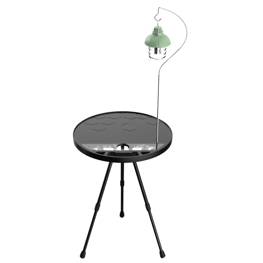 Portable Folding Round Camping Table with Light Stand for Outdoor Activities Like Picnics, Beach Parties, and Barbecues