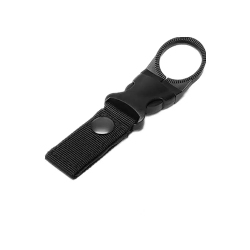 Tactical nylon webbing water bottle hang buckle in black, khaki, or army green