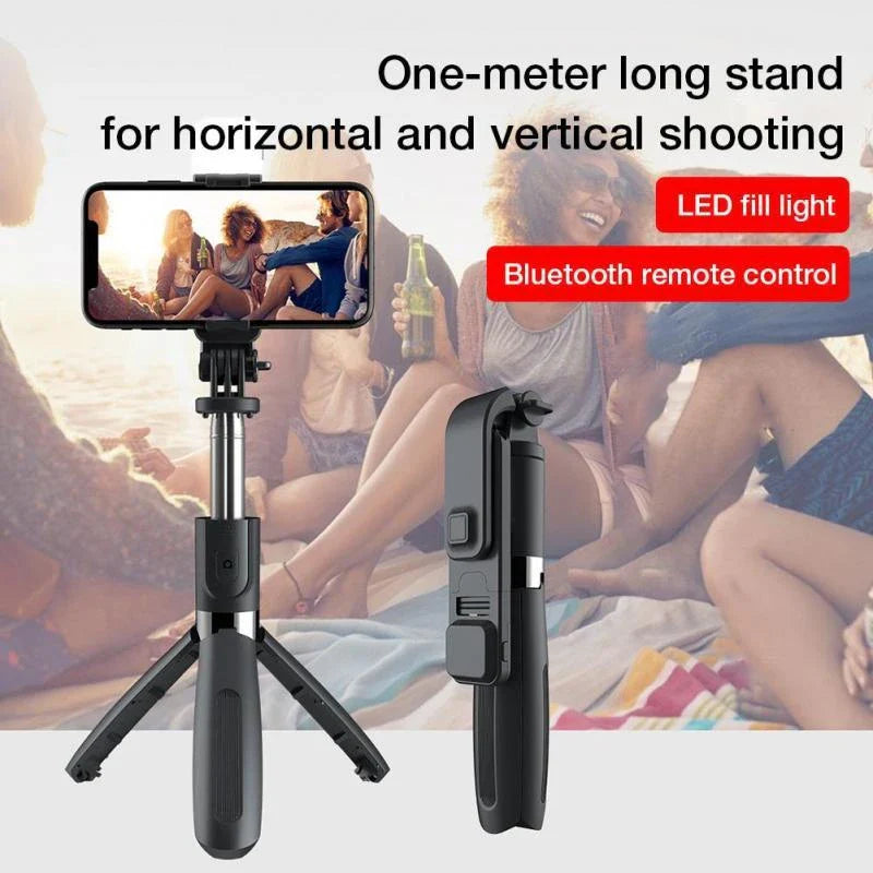 Bluetooth Selfie Stick with Tripod for iPhone, Extendable Length, Remote Control, Hands-Free Photography