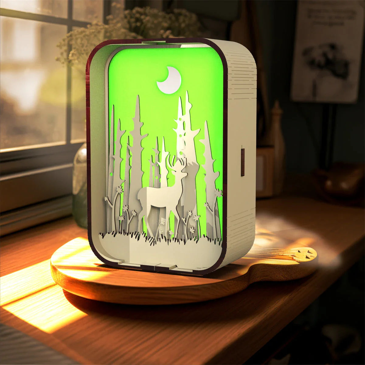 Elegant woodcarving bedside lamp with touch-sensitive controls and soothing LED lighting for a cozy bedroom decor