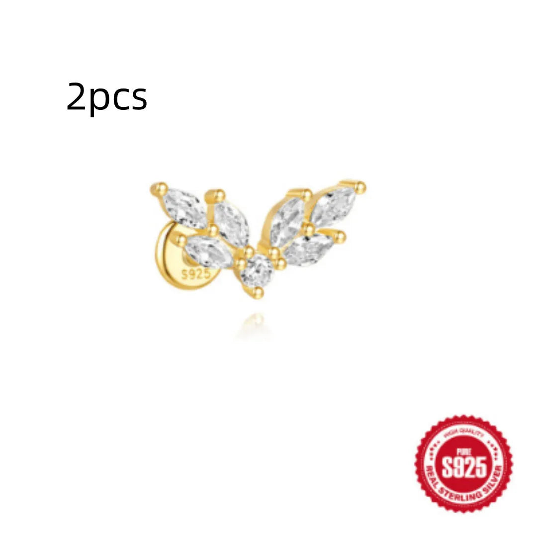 S925 sterling silver water drop shaped earrings with a flat spiral design in a gold electroplated finish.