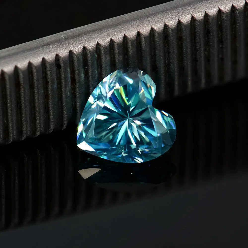 Heart-shaped moissanite stones in multiple colours and sizes for jewellery making