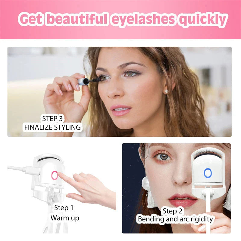 Rechargeable Electric Eyelash Curler with Temperature Control for Effortless Lash Curling