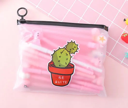 Marvel 20-pack of 0.5mm black pens with cartoon cactus designs in a 21x17cm plastic case