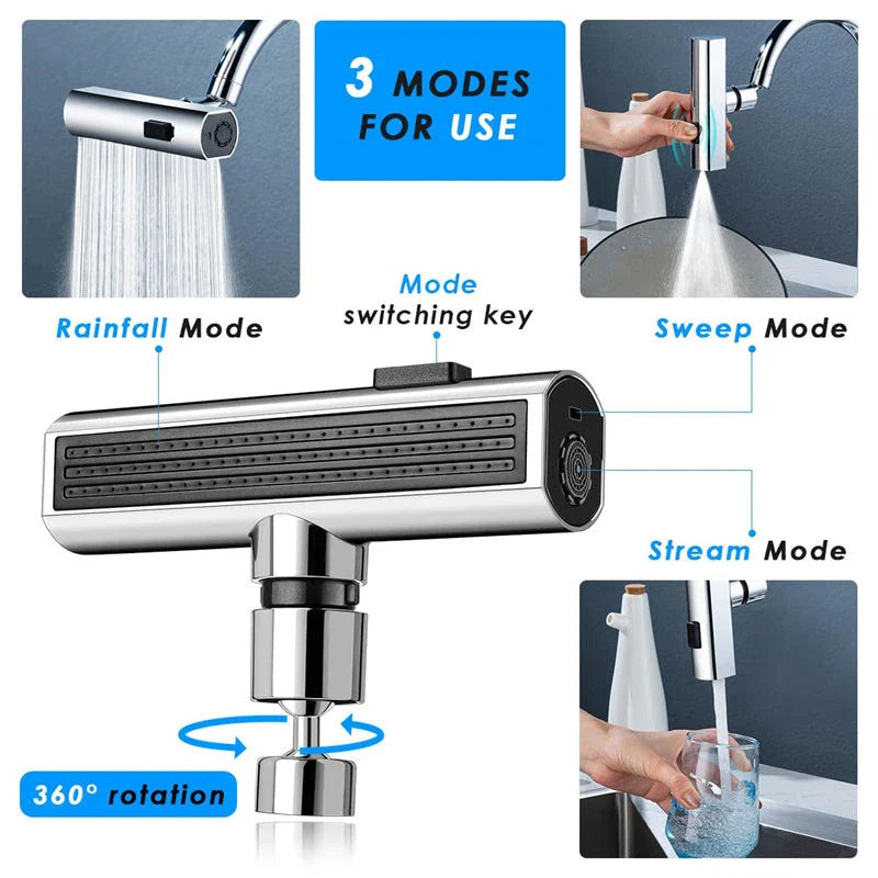 Versatile kitchen faucet with adjustable water flow modes, high-arc design, and pull-down sprayer for efficient cleaning and rinsing