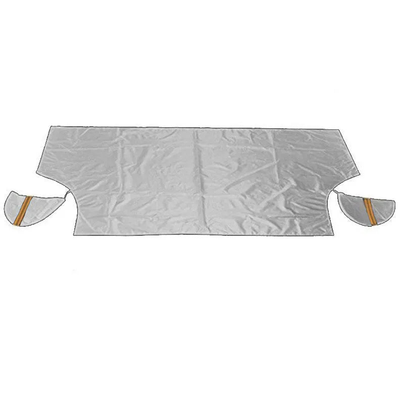 Car windshield snow cover 210x120cm black and silver waterproof polyester taffeta with reflective warning bar and four magnets