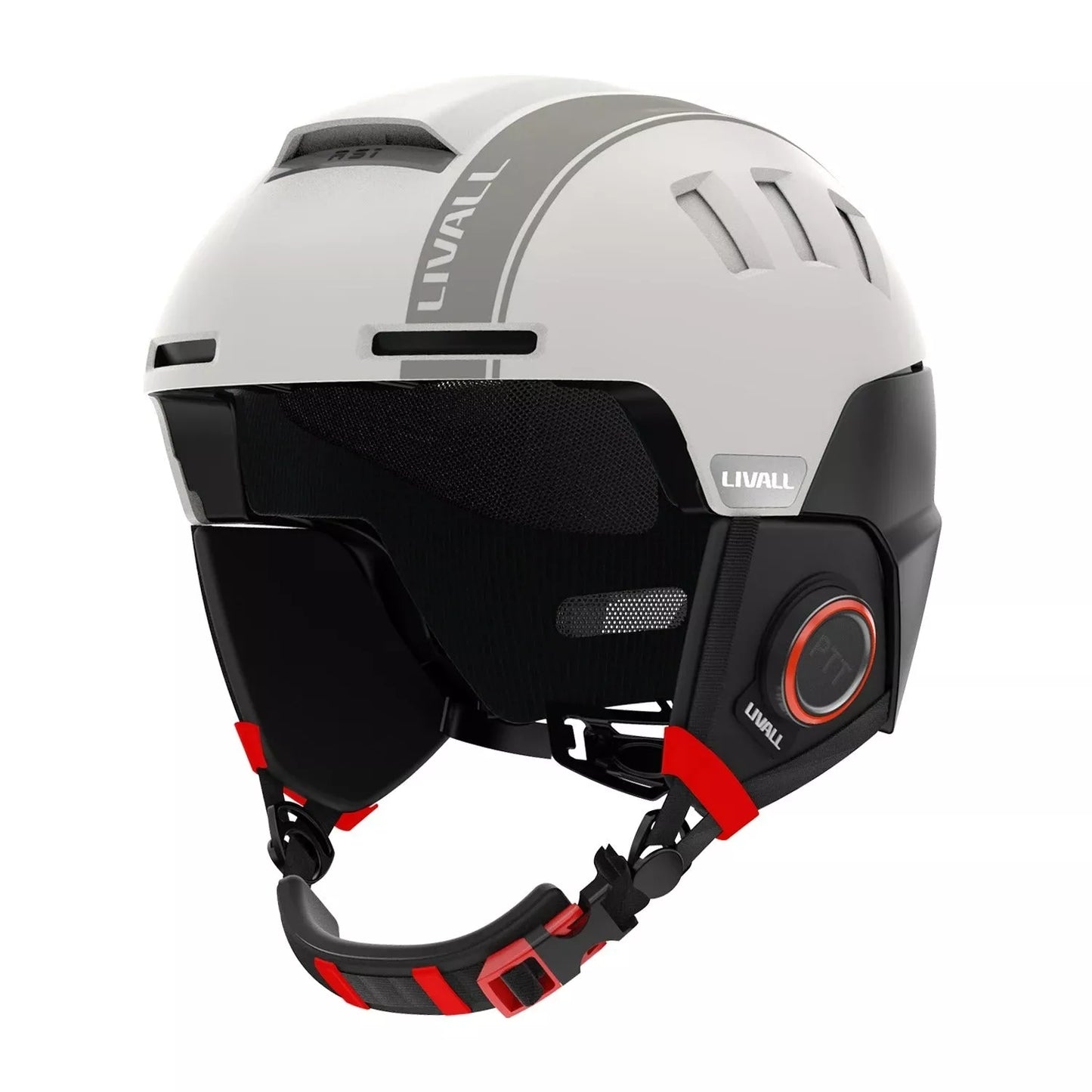 Smart ski helmet with Bluetooth and SOS features in Graphite Black and Pepper White
