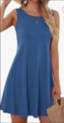 Women's casual swing dress in solid colors and floral prints, featuring a relaxed, comfortable fit.