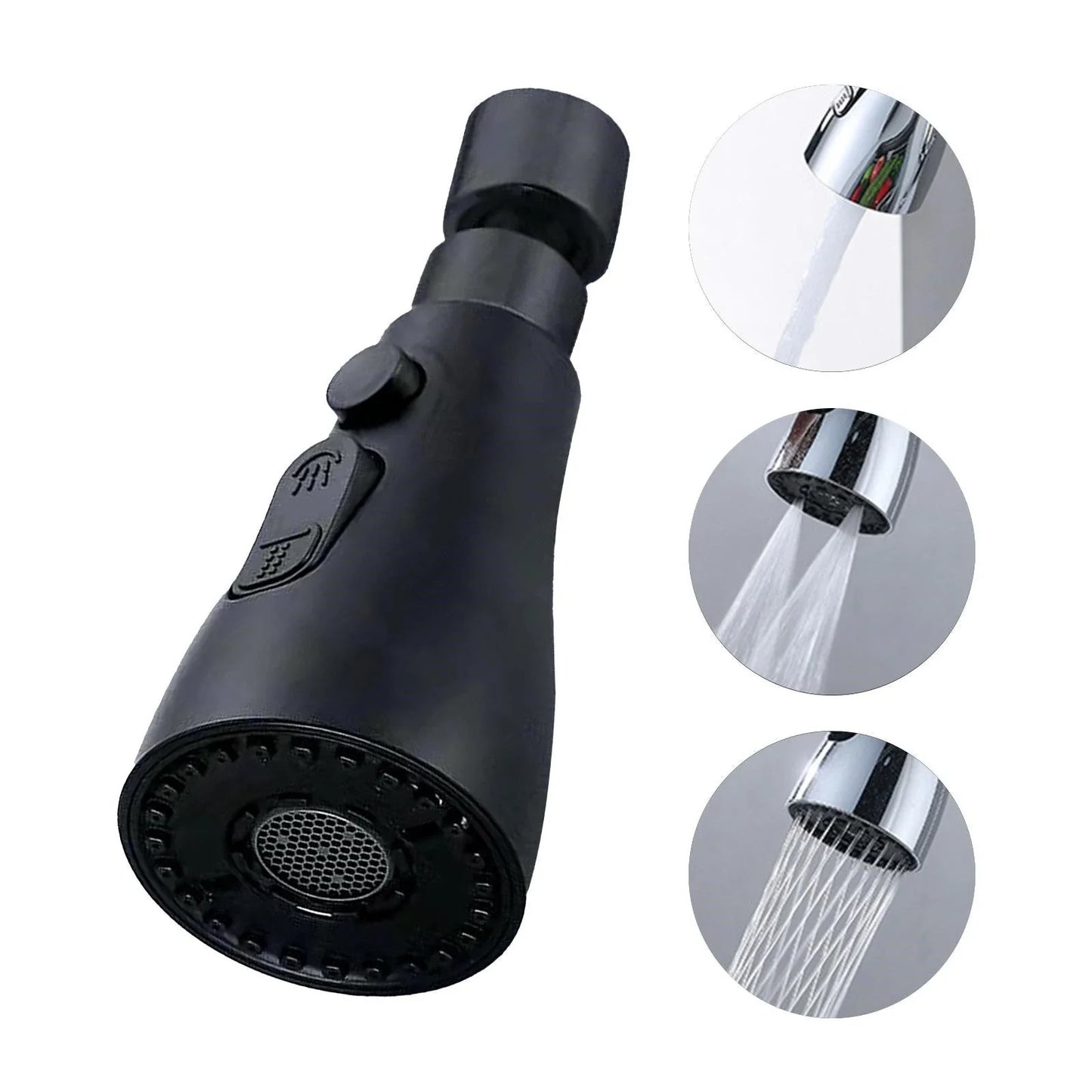 Pressurized faucet sprayer with 360-degree rotation, 3 water modes, and anti-splash design for powerful kitchen cleaning