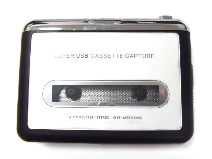 Cassette to MP3 converter unit with USB cable and headphones for digitising tape collections