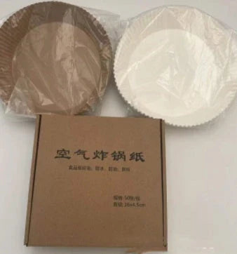 Disposable air fryer liners made of durable, food-grade parchment paper for effortless cleanup and healthy cooking