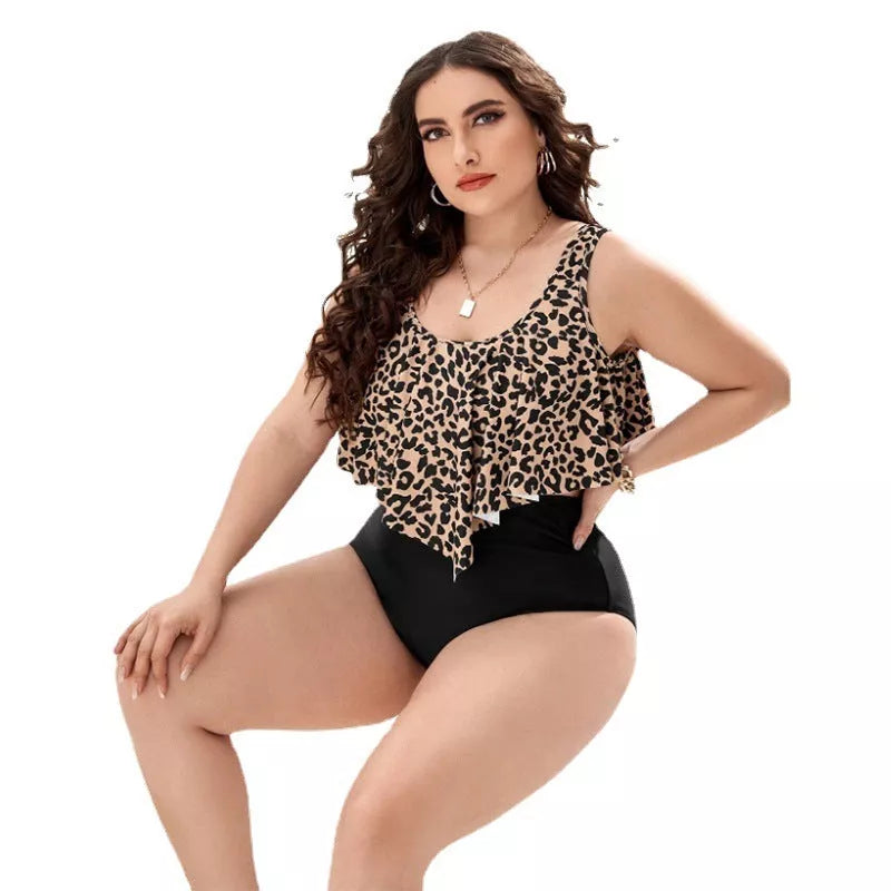 Leopard print bikini swimsuit for women with chest pad, graphic color